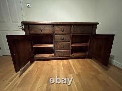 Dining Room Furniture Dark Brown Solid Wood Large Sideboard 6 Drawer, 2 Cupboard