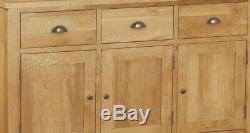 Dolcea Original Oak Large Sideboard / 3 Door 3 Drawer Wide Cupboard / Cabinet