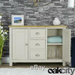 Dorset Grey Oak Sideboard Large 2 Door 3 Drawer Cabinet Stone Grey