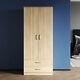 Double 2 Doors Wardrobe With Drawers Oak Bedroom Furniture Large Storage Cabinet