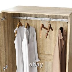 Double 2 Doors Wardrobe With Drawers Oak Bedroom Furniture Large Storage Cabinet