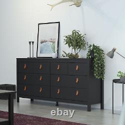 Double Dresser Cabinet (4+4) Drawers Leather Handle Large Bedroom Storage Unit