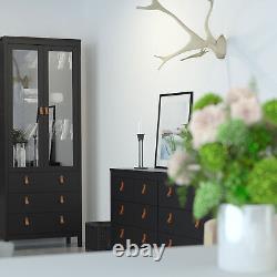 Double Dresser Cabinet (4+4) Drawers Leather Handle Large Bedroom Storage Unit