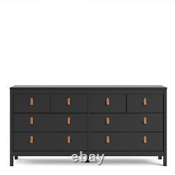 Double Dresser Cabinet (4+4) Drawers Leather Handle Large Bedroom Storage Unit