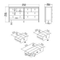 Double Dresser Cabinet (4+4) Drawers Leather Handle Large Bedroom Storage Unit