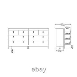 Double Dresser Cabinet (4+4) Drawers Leather Handle Large Bedroom Storage Unit