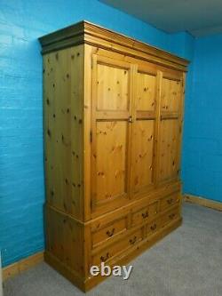 Dovetailed Large Chunky Solid Wood Triple 3door 5drawer Wardrobe See Our Shop