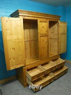 Dovetailed Large Chunky Solid Wood Triple 3door 5drawer Wardrobe See Our Shop