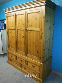 Dovetailed Large Chunky Solid Wood Triple 3door 5drawer Wardrobe See Our Shop