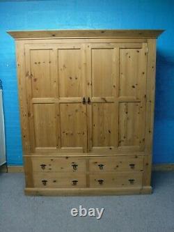 Dovetailed Large Rustic Chunky Solid Wood 2 Door 4 Drawer Wardrobe Visit Shop