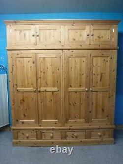 Dovetailed Solid Wood Large Quad 4door 4drawer Wardrobe + Topboxes- See Shop