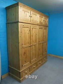 Dovetailed Solid Wood Large Quad 4door 4drawer Wardrobe + Topboxes- See Shop