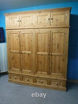 Dovetailed Solid Wood Large Quad 4door 4drawer Wardrobe + Topboxes- See Shop
