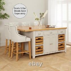 Downton Grey Extra Large Kitchen Island with Bar Top -SLIGHT SECONDS DT90-F79