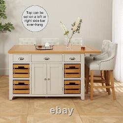 Downton Grey Extra Large Kitchen Island with Bar Top -SLIGHT SECONDS DT90-F79