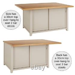 Downton Grey Extra Large Kitchen Island with Bar Top -SLIGHT SECONDS DT90-F79