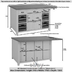 Downton Grey Extra Large Kitchen Island with Bar Top -SLIGHT SECONDS DT90-F79