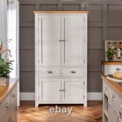 Downton Grey Painted Kitchen Large Double Larder Pantry Cupboard -Kitchen DT60