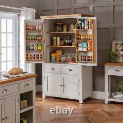 Downton Grey Painted Kitchen Large Double Larder Pantry Cupboard -Kitchen DT60