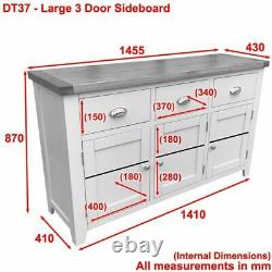 Downton Grey Painted Large 3 Drawer 3 Door Sideboard EX-DISPLAY DT37-F211