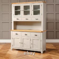 Downton Grey Painted Large Glazed Dresser Triple Door Glass Display DT37-DT37A