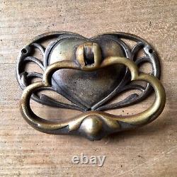 EXTRA LARGE Art Nouveau Drawer Pull Handles Antique Brass Victorian c. 1890s