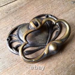 EXTRA LARGE Art Nouveau Drawer Pull Handles Antique Brass Victorian c. 1890s