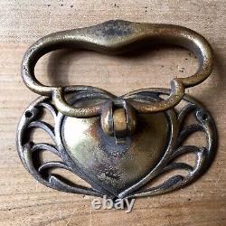 EXTRA LARGE Art Nouveau Drawer Pull Handles Antique Brass Victorian c. 1890s