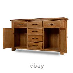 Emsworth Oak Large Sideboard 2 Doors 6 Drawers Solid Wood Furniture