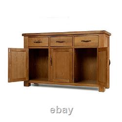 Emsworth Oak Large Sideboard 3 Door 3 Drawer Solid Wood Furniture