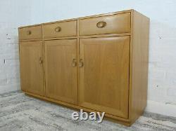 Ercol Windsor Solid Elm Light Finish Large Three Door Three Drawer Sideboard