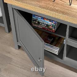 Extra Large 180cm Dark Grey Oak TV Stand 1 Drawer Television Cabinet Cable Tidy