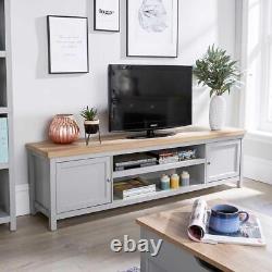 Extra Large 180cm Grey Oak TV Stand 1 Drawer Cabinet Television Unit B Seconds