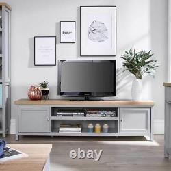 Extra Large 180cm Grey Oak TV Stand 1 Drawer Cabinet Television Unit B Seconds