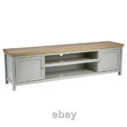 Extra Large 180cm Grey Oak TV Stand 1 Drawer Cabinet Television Unit Cable Tidy