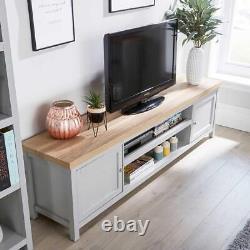 Extra Large 180cm Grey Oak TV Stand 1 Drawer Cabinet Television Unit Seconds