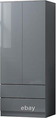 FWStyle 2 door 2 drawer combination wardrobe in grey with grey gloss doors and
