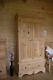 Farmhouse rustic large solid pine double door wardrobe with drawer