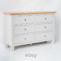 Farrow Grey Large Chest Of Drawers Painted Solid Wood 6 Wide Wooden Storage Oak