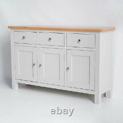 Farrow Grey Large Sideboard Cabinet Painted 3 Door Solid Wood Storage Cupboards