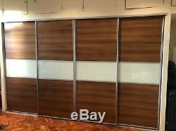Fitted Large Wardrobe w Wood Sliding Doors, Drawers, Clothes Rail & Shelves Ikea