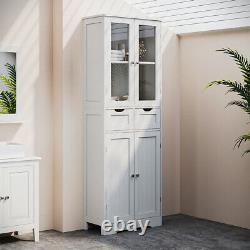 Free Standing Kitchen Cupboard Pantry Storage Cabinet with 2 Drawers 4 Doors White