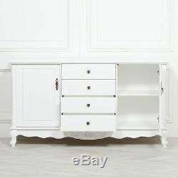 French Style White Large 3 Door Sideboard 4 Drawers Home Decor
