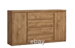 Fribo 2 Door 4 Drawer Large Wide Sideboard Buffet Unit In Golden Oak