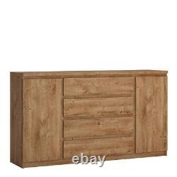 Fribo Large Wide 2 Door 4 Drawer Sideboard Buffet Unit In Golden Oak