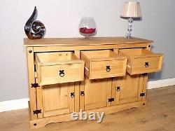 Furniture Trade Corona 3 Door 3 Drawer Large Sideboard Light Fiesta Wax