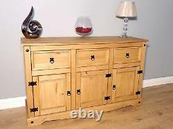 Furniture Trade Corona 3 Door 3 Drawer Large Sideboard Light Fiesta Wax