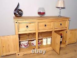 Furniture Trade Corona 3 Door 3 Drawer Large Sideboard Light Fiesta Wax