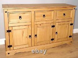 Furniture Trade Corona 3 Door 3 Drawer Large Sideboard Light Fiesta Wax