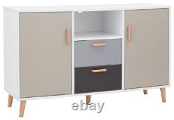 G Delta Trendy Large 2 Door 2 Drawer Sideboard White & Grey Multi Tone Storage